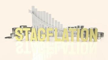 The stagflation  text on chart for business concept 3d rendering photo