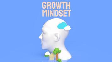 The  head and wood text for growth mindset concept 3d rendering photo