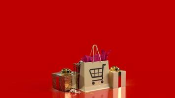 The shopping box  on tablet for online market concept 3d rendering photo