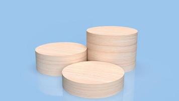 The wood podium on blue background for present or advertising concept 3d rendering photo