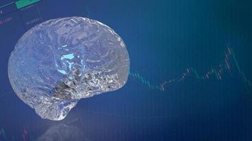 The crystal  brain on business background 3d rendering photo