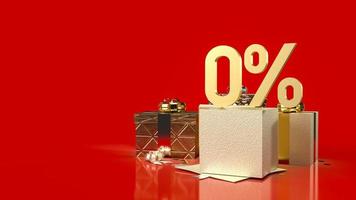 The gold number percent and gift boxes on red background for sale promotion business content 3d rendering photo