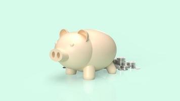 The piggy bank and coins for business or saving concept 3d rendering photo