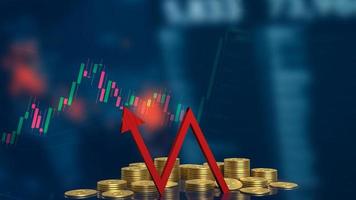 The red arrow and gold coins on business background  3d rendering photo