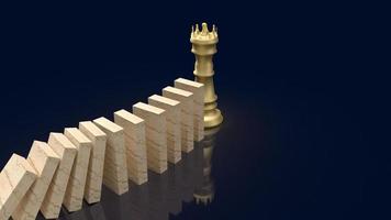 The king chess and  wood domino for business concept 3d rendering photo