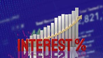 The red interest text and chart on business background 3d rendering photo