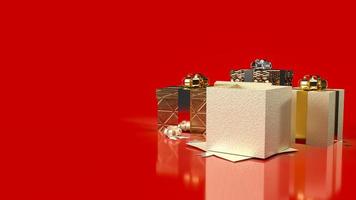 The gift boxes on red background for sale promotion business content 3d rendering photo