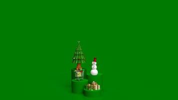 el árbol de navidad y el muñeco de nieve en tono de color verde para la representación 3d del concepto de vacaciones o negocios foto