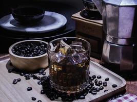 The  cold brew coffee dark tone image for food and drink concept photo