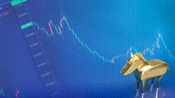 gold unicorn on business background  3d rendering photo