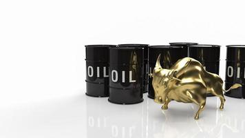 oil tank and gold bull for business concept 3d rendering photo