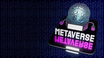 The brain on tablet for metaverse or technology concept  3d rendering photo