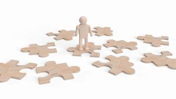 A wood human figure on jigsaw for background 3d rendering. photo