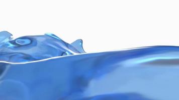 la ola de agua azul sobre fondo blanco 3d renderizado foto