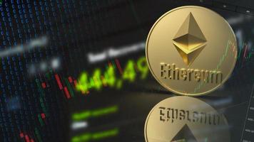 ethereum coin for  cryptocurrency concept 3d rendering. photo