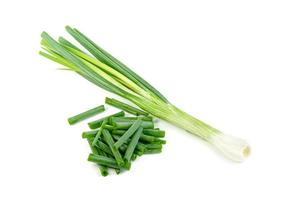 leaf spring onion isolated on white background ,Green leaves pattern photo