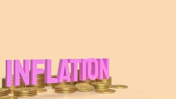 The inflation word and gold coins for business concept 3d rendering photo