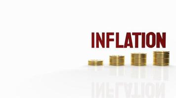 The red inflation and gold coins on white background 3d rendering photo