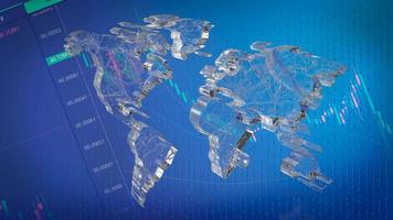 el mapa del mundo en la representación 3d de fondo de negocios foto