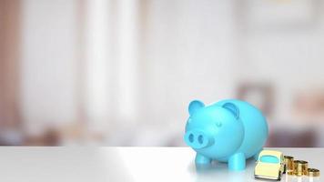 The piggy bank and car for saving concept 3d rendering photo