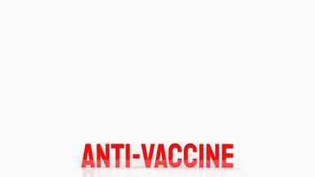 The Anti vaccine red text on white background  for medical and health concept 3d rendering photo