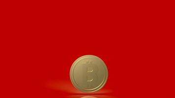 moneda bitcoin sobre fondo rojo para criptomoneda o concepto de negocio representación 3d foto