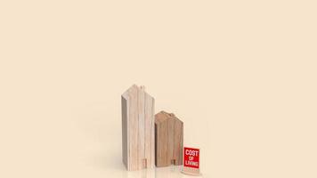 juguete de madera para el hogar por concepto de costo de vida representación 3d foto