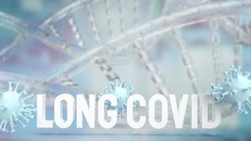 The long covid text and virus for sci or medical concept 3d rendering photo