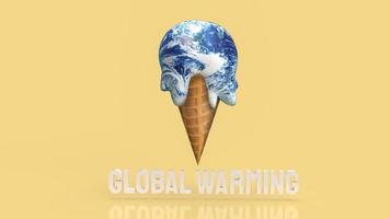 The earth ice cream melting concept for global worming 3d rendering photo