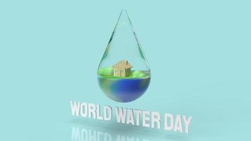 The water drop for world water day for holiday content  3d rendering. photo