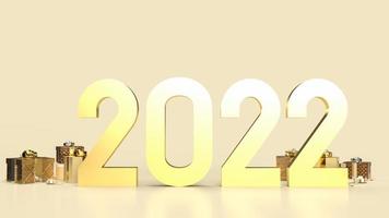 gold 2022 on red background for new year  concept 3d rendering photo