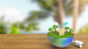 earth and electric plug for environment or ego system concept 3d rendering photo