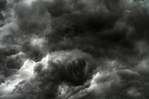 Rain clouds and black sky textured background photo