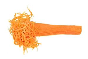 fresh shredded carrots isolated on white background photo