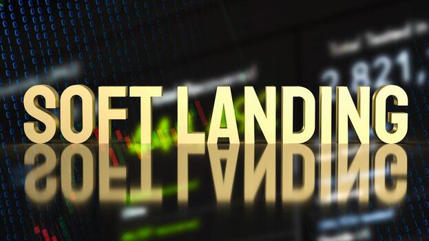 The  soft landing gold text on business background  3d rendering photo