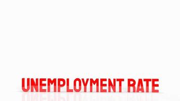 la tasa de desempleo roja en la representación 3d de fondo blanco foto