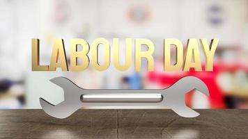 The labour day word and wrench for holiday concept 3d rendering photo