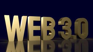 The Web 3.0 golden text on business background  3d rendering photo