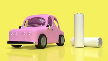 la batería alcalina y el automóvil para el concepto de tecnología de automóviles ev representación 3d foto