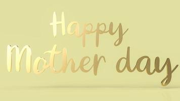 The gold  text happy mother day on yellow background  for Mother day concept 3d rendering photo