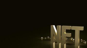The gold nft text on black background  for business or art concept 3d rendering photo
