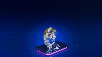 gold gear inside human crystal  head  for ai or machine learning  for technology  concept 3d rendering photo