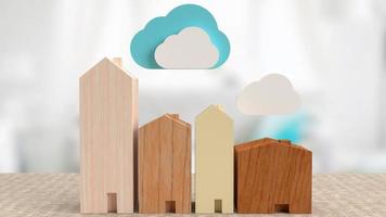home and cloud for smart home  technology concept 3d rendering photo