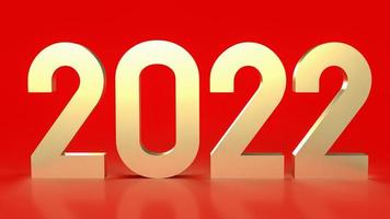 gold 2022 on red background for new year  concept 3d rendering photo