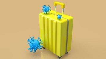 suitcase and virus for travel or medical concept 3d rendering photo