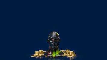 The head business texture and gold coins for business concept 3d rendering photo