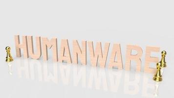 The humanware  word and gold chesson white background for business or technology concept 3d rendering photo