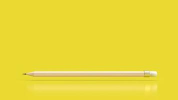 pencil on yellow background for education or creative  concept 3d rendering photo