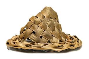 Hat handmade from coconut leaves isolated on white background photo