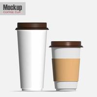 White plastic disposable cup with lid for cold beverage - soda, ice tea or coffee, cocktail, milkshake, juice. 450 ml. Realistic packaging mockup template. 3d illustration photo